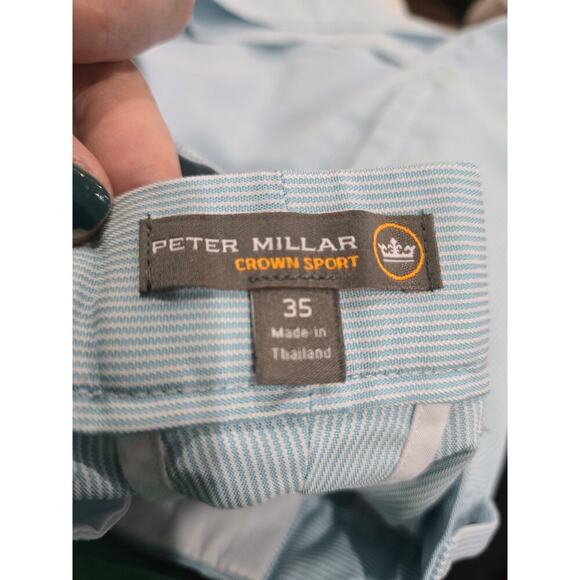 Peter Millar Crown Sport Blue White Pinstripe Shorts Size 35 - Picture 5 of 6